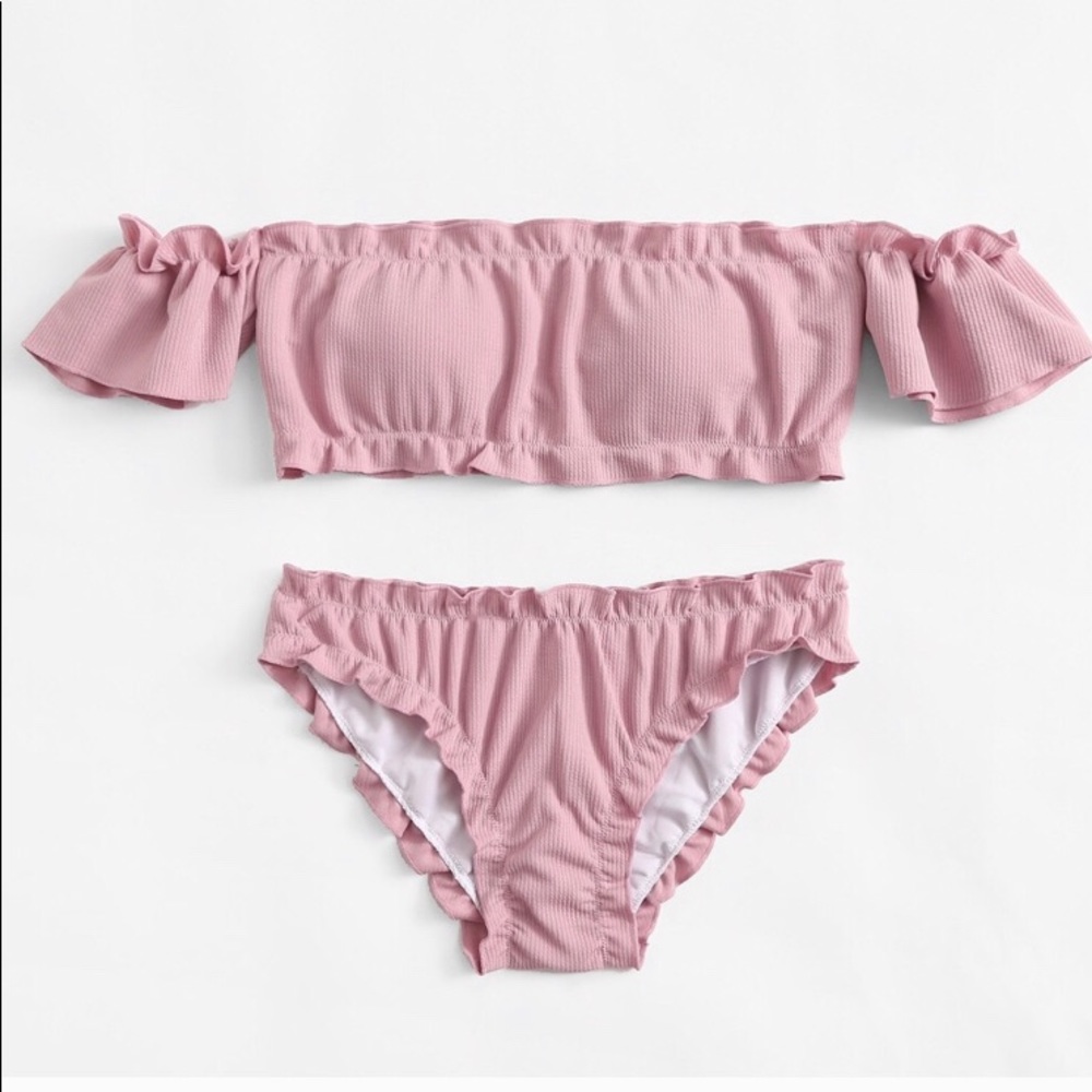 OFF SHOULDER PINK BATHING SUIT